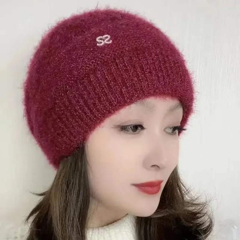SaneShoppe - New Women Winter Hat Warm Ear Protection Knit Hats Thicken Woolen Double Layer warm Caps Elderly All - Match Cold Windproof Hats