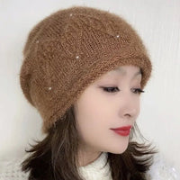 SaneShoppe - New Women Winter Hat Warm Ear Protection Knit Hats Thicken Woolen Double Layer warm Caps Elderly All - Match Cold Windproof Hats