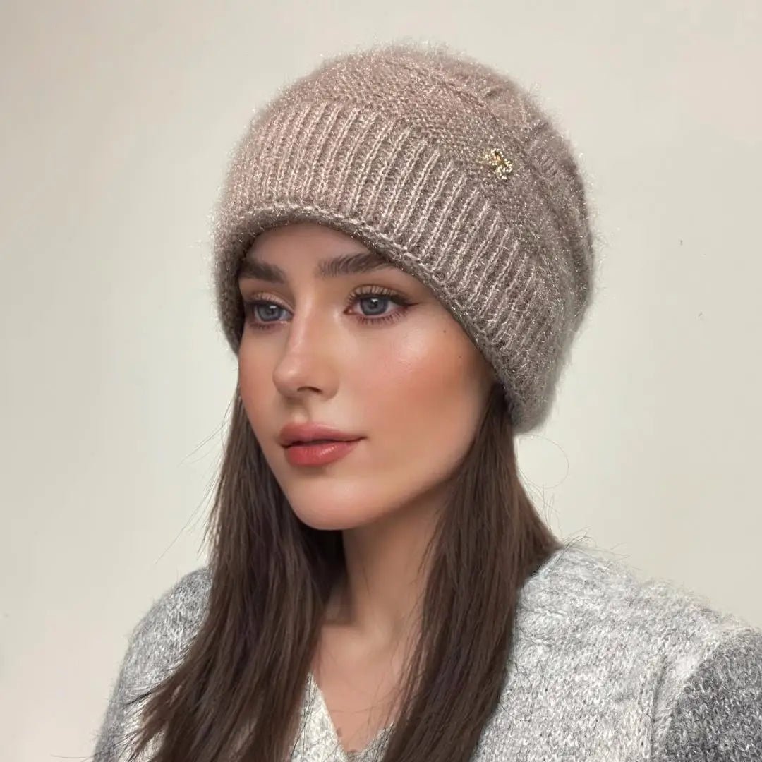 SaneShoppe - New Women Winter Hat Warm Ear Protection Knit Hats Thicken Woolen Double Layer warm Caps Elderly All - Match Cold Windproof Hats