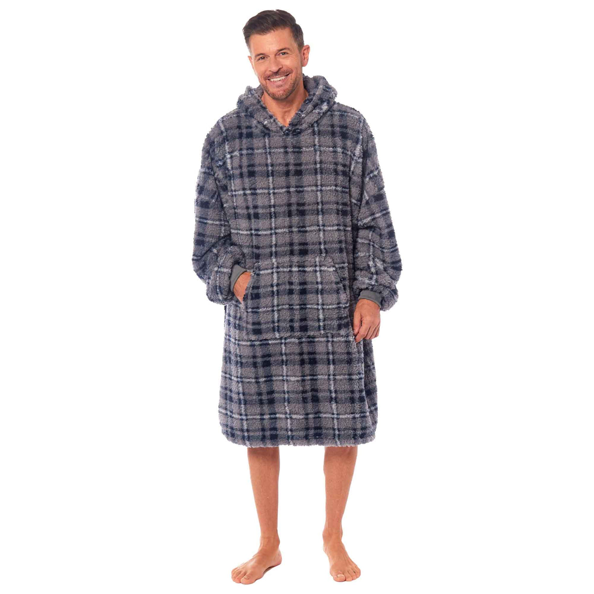 SaneShoppe - Oversized Men's Hooded Blanket Sweatshirt with Sherpa Lining Plush Wearable Hoodie for Lounging Camping One Size Fits All by Daisy Dreamer