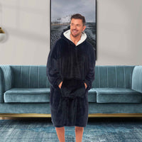 SaneShoppe - Oversized Men's Hooded Blanket Sweatshirt with Sherpa Lining Plush Wearable Hoodie for Lounging Camping One Size Fits All by Daisy Dreamer