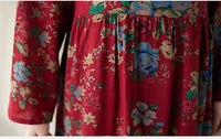SaneShoppe-Boho Floral Print Maxi Dress for Women, Plus Size, Cotton Linen Loose Fit