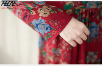 SaneShoppe-Boho Floral Print Maxi Dress for Women, Plus Size, Cotton Linen Loose Fit