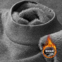 SaneShoppe-Men's Plush Knitted Turtleneck Sweater with Velvet Padding - Cozy Winter Pullover