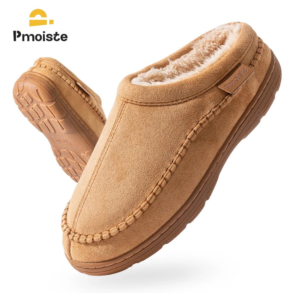 SaneShoppe-Designer Faux Suede Men's House Slippers - Cozy Indoor Shoes