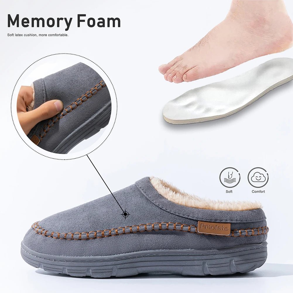 SaneShoppe-Designer Faux Suede Men's House Slippers - Cozy Indoor Shoes