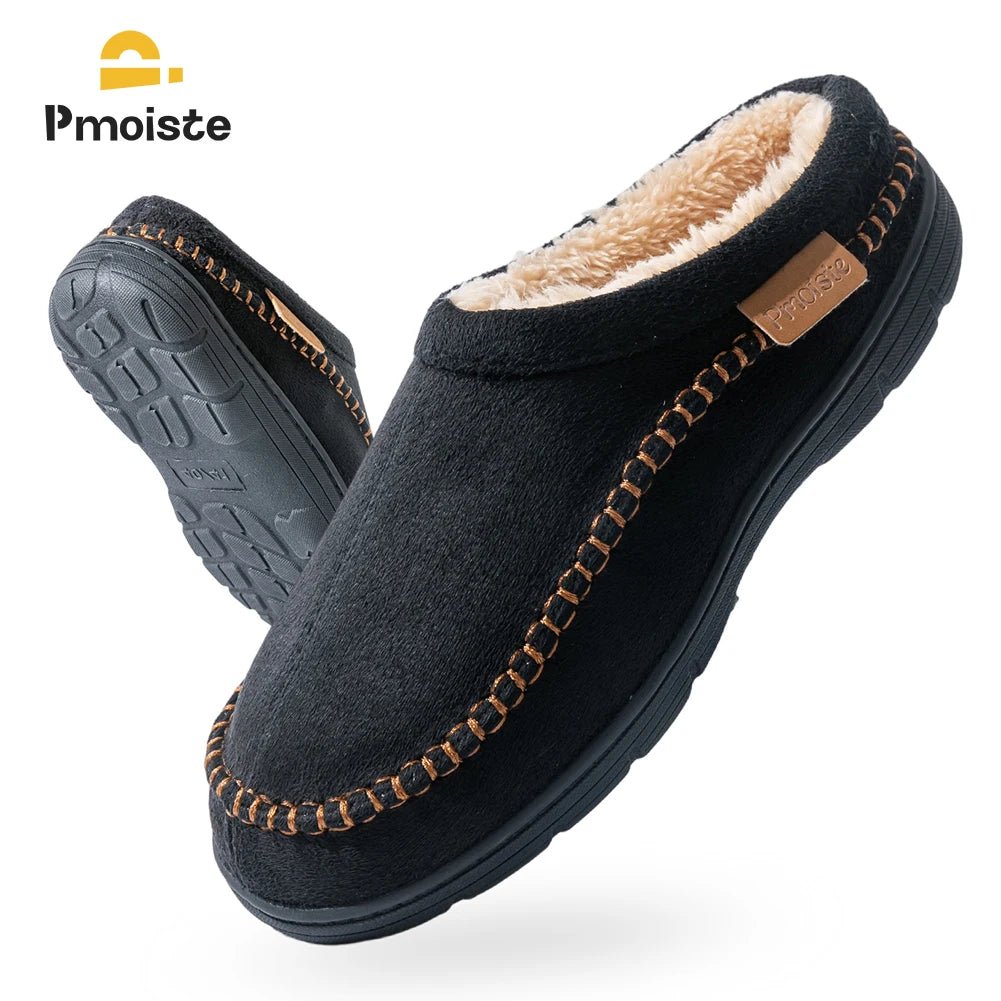 SaneShoppe-Designer Faux Suede Men's House Slippers - Cozy Indoor Shoes