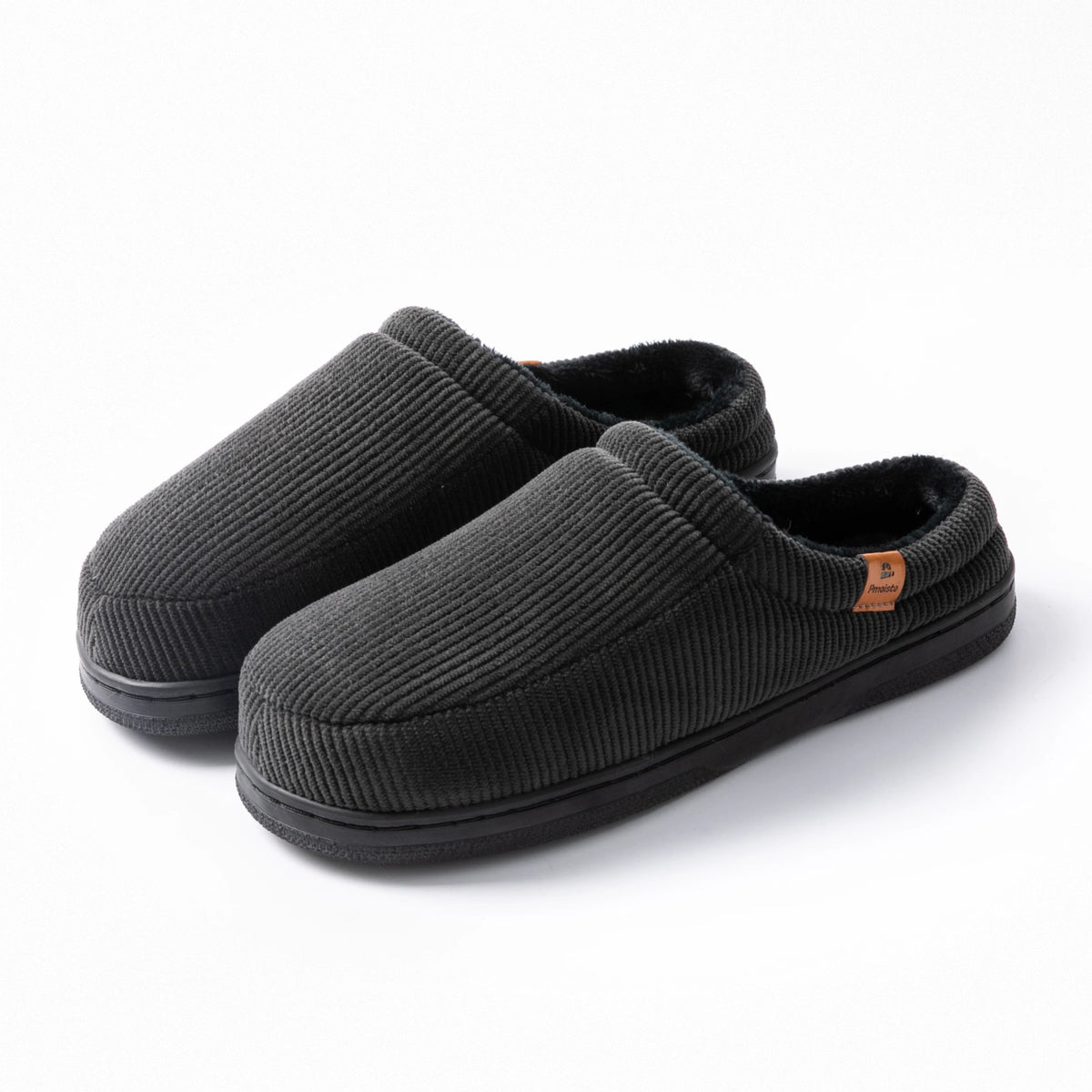 SaneShoppe - Pmoiste Stripe Corduroy House Shoes Men Warm Soft TPR Cushion Memory Foam Home Slippers Slip On Winter Indoor High - quality