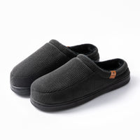 SaneShoppe - Pmoiste Stripe Corduroy House Shoes Men Warm Soft TPR Cushion Memory Foam Home Slippers Slip On Winter Indoor High - quality