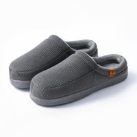 SaneShoppe - Pmoiste Stripe Corduroy House Shoes Men Warm Soft TPR Cushion Memory Foam Home Slippers Slip On Winter Indoor High - quality