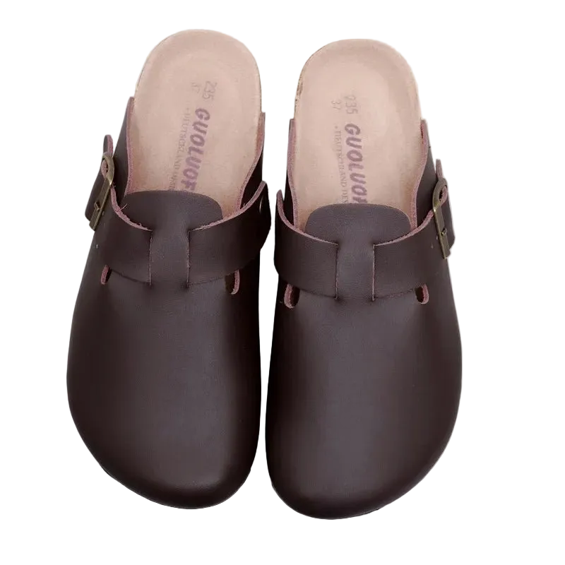 SaneShoppe-PU Leather Birken Mules Cork Footbed Sandals with Arch Support