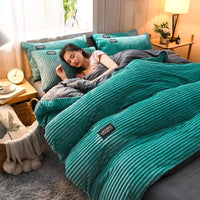 SaneShoppe - Puffy Duvet Cover Super Soft Plush Bedding Set Fall And Winter Thickened Plush Double Bed Cove