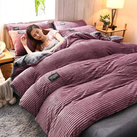SaneShoppe - Puffy Duvet Cover Super Soft Plush Bedding Set Fall And Winter Thickened Plush Double Bed Cove