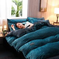 SaneShoppe - Puffy Duvet Cover Super Soft Plush Bedding Set Fall And Winter Thickened Plush Double Bed Cove