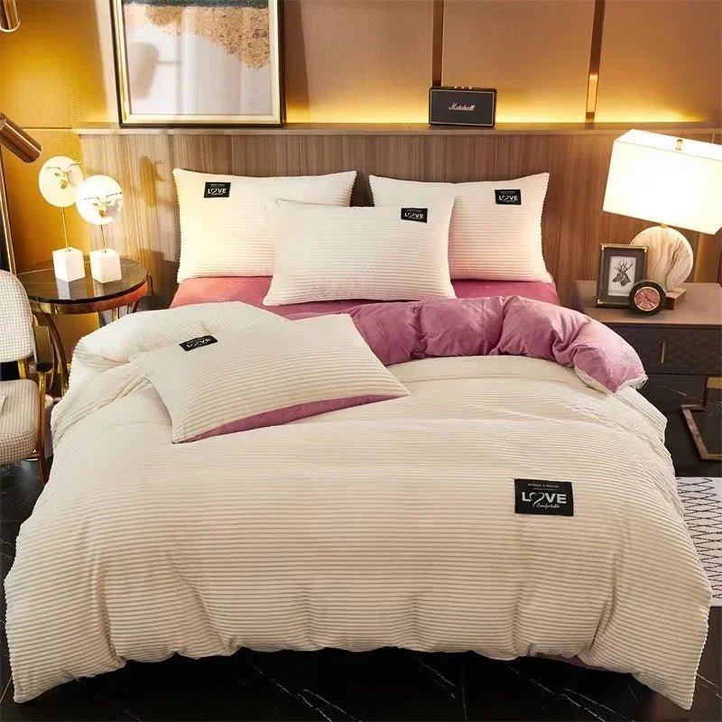 SaneShoppe - Puffy Duvet Cover Super Soft Plush Bedding Set Fall And Winter Thickened Plush Double Bed Cove