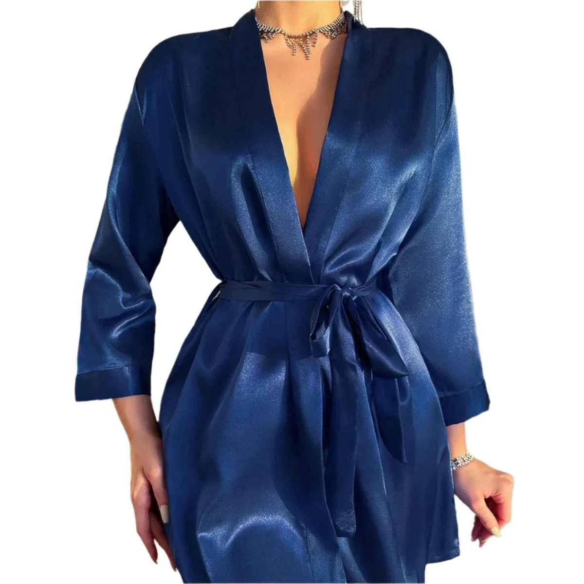 Satin Kimono Robe for Women - Soft Sleepwear & Bathrobe