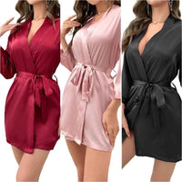 Satin Kimono Robe for Women - Soft Sleepwear & Bathrobe