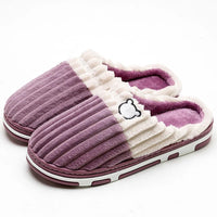 SaneShoppe-Soft Cotton Slippers for Women and Men - Warm Non-slip Plush Home Shoes - Winter Couple Footwear