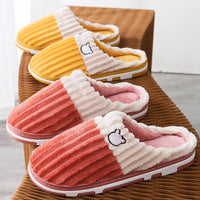 SaneShoppe-Soft Cotton Slippers for Women and Men - Warm Non-slip Plush Home Shoes - Winter Couple Footwear