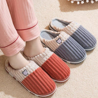 SaneShoppe-Soft Cotton Slippers for Women and Men - Warm Non-slip Plush Home Shoes - Winter Couple Footwear