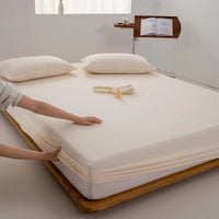 SaneShoppe - Soft Cotton Fitted Sheet Single Double King Queen Size Mattress Cover with Elastic Band Bed Sheet Bed Linens 100/120/150/180/200