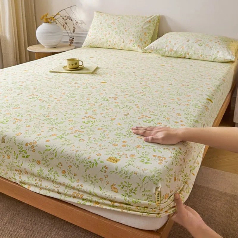 SaneShoppe-Printed Coarse Cloth 3-Piece Fitted Sheet Set - Four Seasons