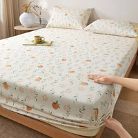 SaneShoppe-Printed Coarse Cloth 3-Piece Fitted Sheet Set - Four Seasons