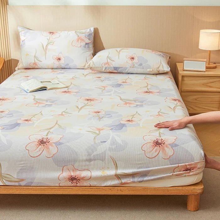 SaneShoppe-Printed Coarse Cloth 3-Piece Fitted Sheet Set - Four Seasons