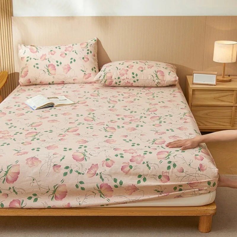 SaneShoppe-Printed Coarse Cloth 3-Piece Fitted Sheet Set - Four Seasons