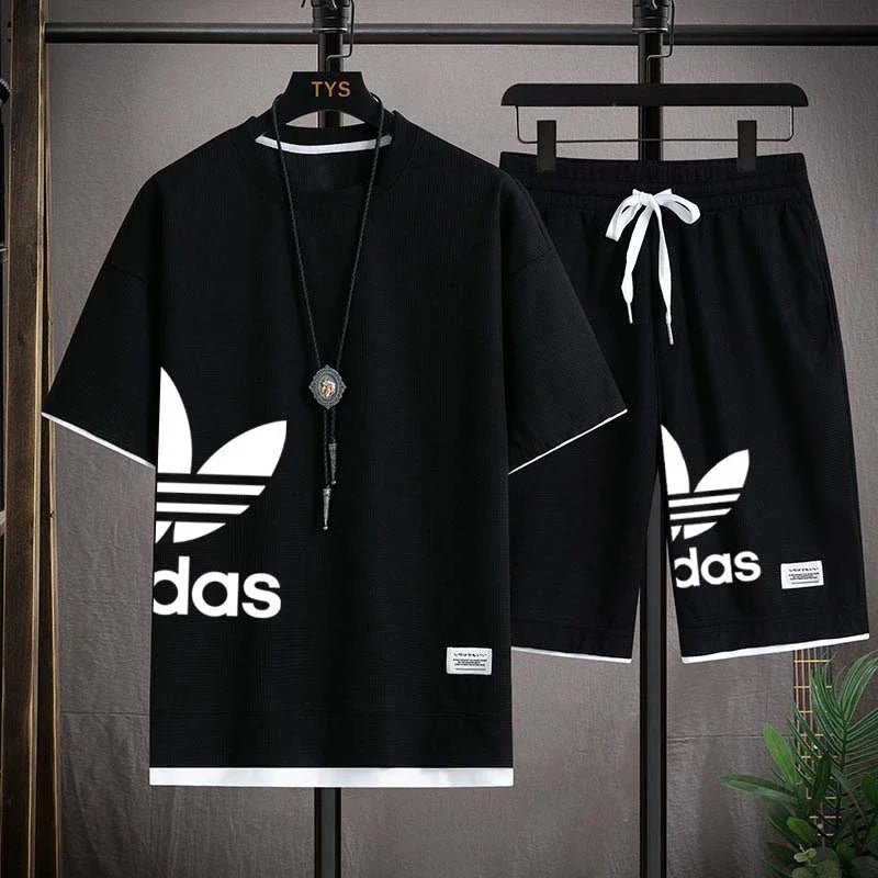 SaneShoppe-Men's Summer 2025 Basketball Sportswear Set: Short-sleeved Tee + Shorts Two-piece