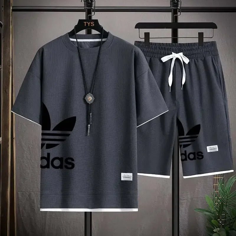 SaneShoppe-Men's Summer 2025 Basketball Sportswear Set: Short-sleeved Tee + Shorts Two-piece