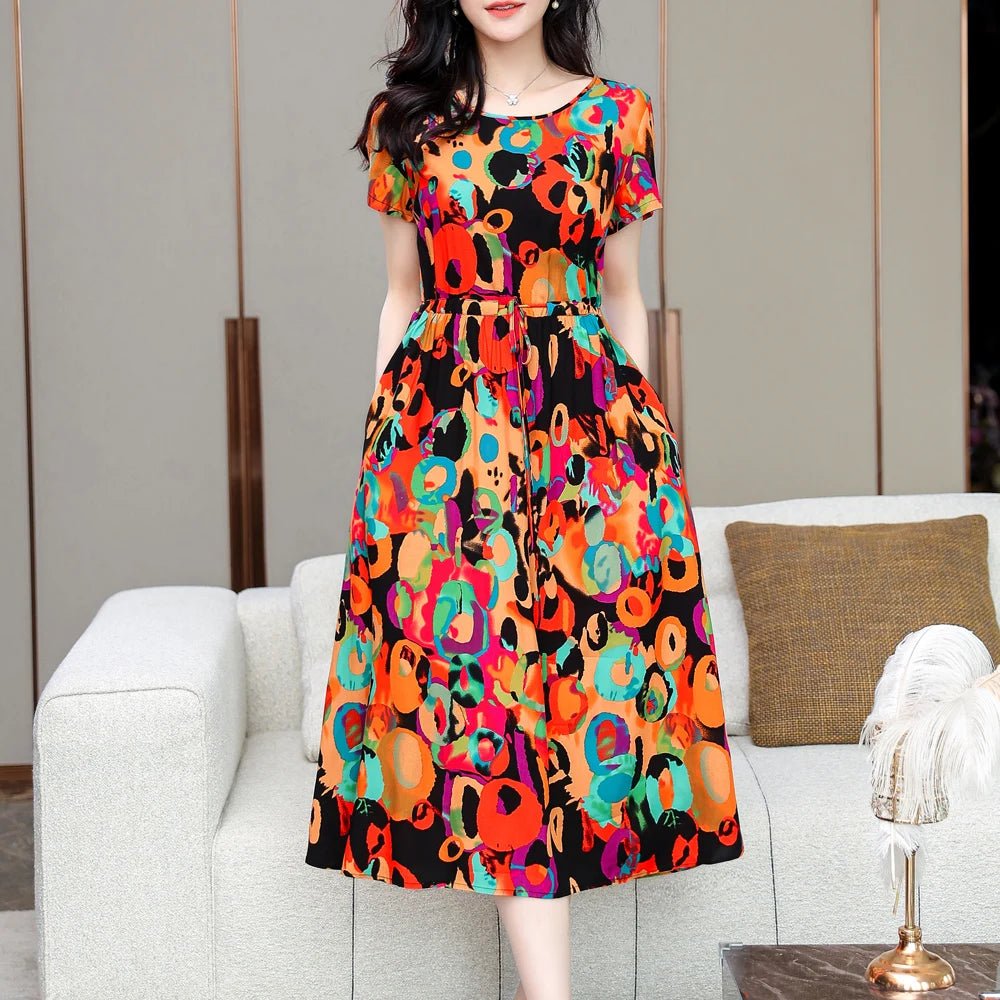 SaneShoppe - Summer Clothes Women Short sleeve plus size Dress For Women print Dress women dresses vestidos de mujer casual verano