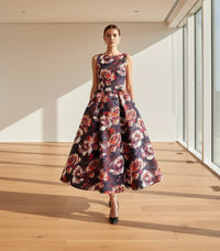 SaneShoppe - Summer Elegant Women's Banquet Evening Dress Slim Fit Style A - line Sleeveless Women's Flower Print Plus Size Dress