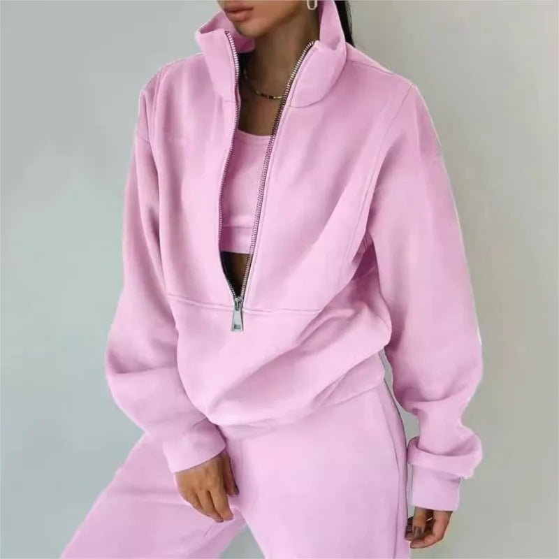 SaneShoppe-Women's Stylish Tracksuit Set for Autumn & Winter - Fashionable, Warm Two-piece Sports Outfit