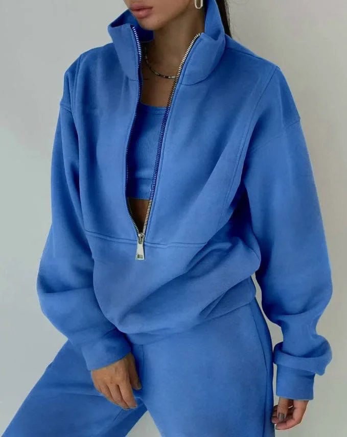 SaneShoppe-Women's Stylish Tracksuit Set for Autumn & Winter - Fashionable, Warm Two-piece Sports Outfit
