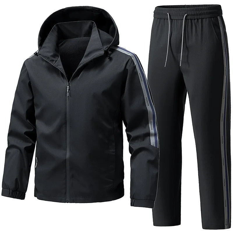 SaneShoppe-Men's Hoodie Tracksuit Set for Casual Running Fitness Windproof Sports