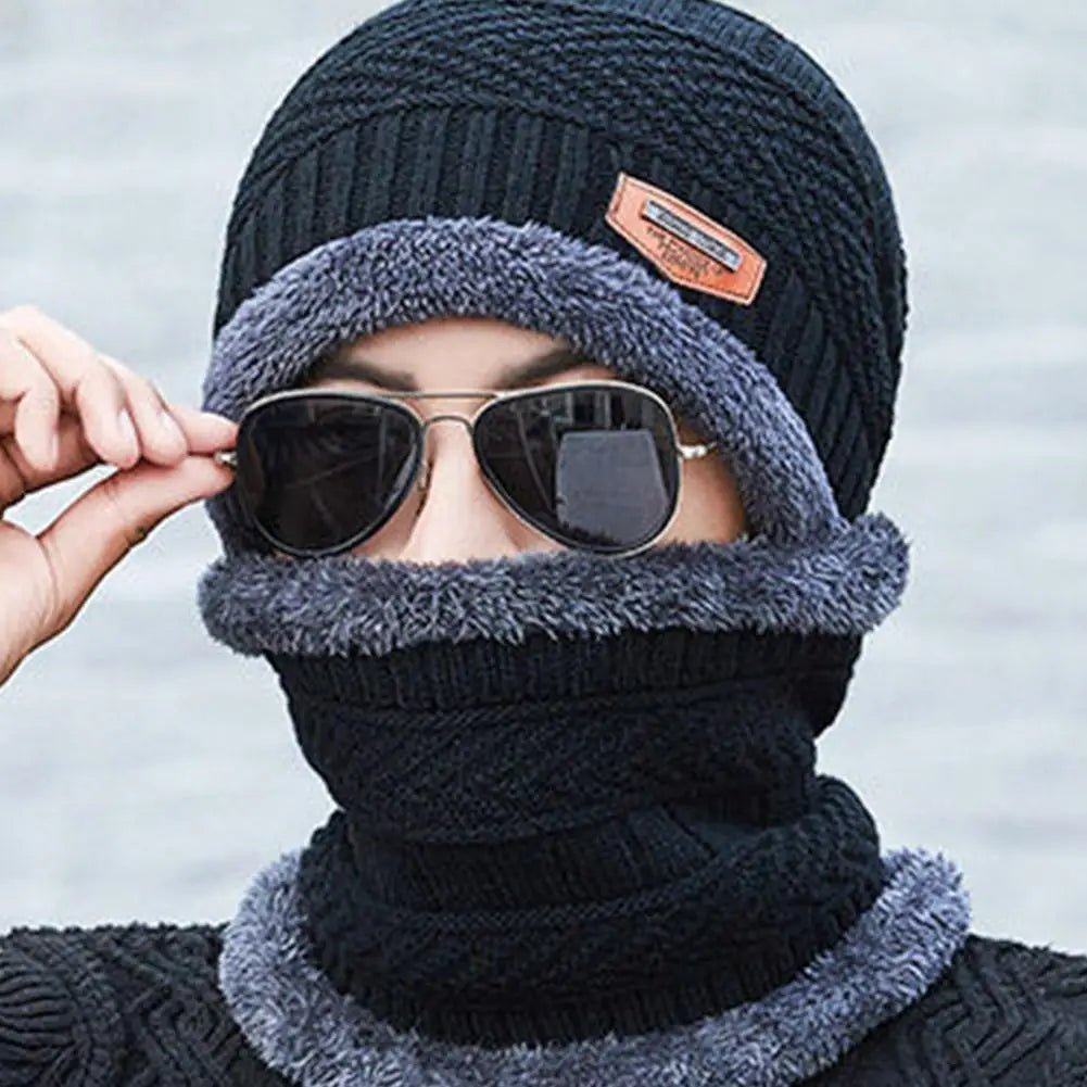 SaneShoppe - Winter Beanie Hat With Scrafs For Men Knitted Hat Winter Cap Beanie Women Thick Wool Neck Scarf Cap Balaclava Mask Bonnet Hats