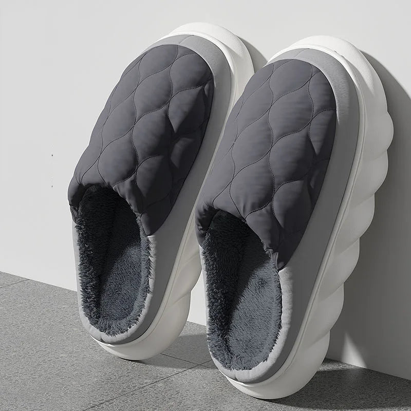 SaneShoppe - Winter Casual Men's Slippers Indoor Waterproof Home Shoes Fur Flat Warm Fashion Couples Bedroom Houseshoes Large size 48/49