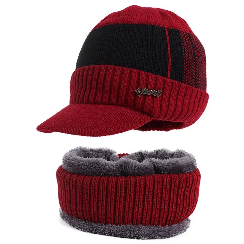 SaneShoppe - Winter Hats For Men Skullies Beanie Hat Winter Cap Men Women Wool Scarf Caps Set Balaclava Mask Gorras Bonnet Knitted Hat