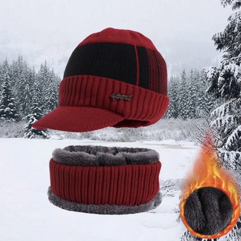SaneShoppe - Winter Hats For Men Skullies Beanie Hat Winter Cap Men Women Wool Scarf Caps Set Balaclava Mask Gorras Bonnet Knitted Hat