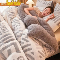 SaneShoppe - Winter Lamb Wool Plush Dense Blanket Thick and Warm Double Plush Delicate Cotton Quilt Single and Double Dormitories Comforter