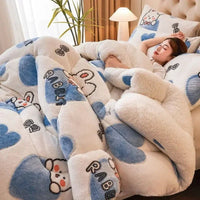 SaneShoppe - Winter Lamb Wool Plush Dense Blanket Thick and Warm Double Plush Delicate Cotton Quilt Single and Double Dormitories Comforter