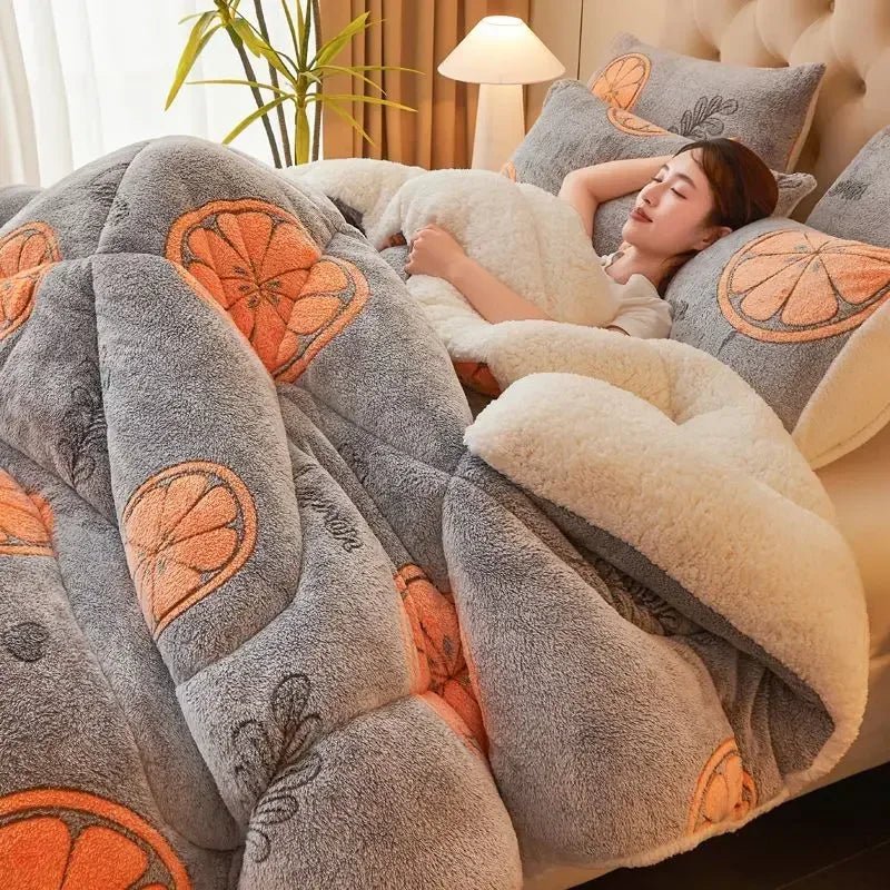 SaneShoppe - Winter Lamb Wool Plush Dense Blanket Thick and Warm Double Plush Delicate Cotton Quilt Single and Double Dormitories Comforter