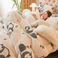SaneShoppe - Winter Lamb Wool Plush Dense Blanket Thick and Warm Double Plush Delicate Cotton Quilt Single and Double Dormitories Comforter