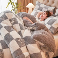 SaneShoppe - Winter Lamb Wool Plush Dense Blanket Thick and Warm Double Plush Delicate Cotton Quilt Single and Double Dormitories Comforter