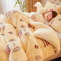 SaneShoppe - Winter Lamb Wool Plush Dense Blanket Thick and Warm Double Plush Delicate Cotton Quilt Single and Double Dormitories Comforter