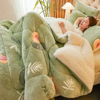 SaneShoppe - Winter Lamb Wool Plush Dense Blanket Thick and Warm Double Plush Delicate Cotton Quilt Single and Double Dormitories Comforter