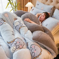 SaneShoppe - Winter Lamb Wool Plush Dense Blanket Thick and Warm Double Plush Delicate Cotton Quilt Single and Double Dormitories Comforter