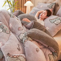 SaneShoppe - Winter Lamb Wool Plush Dense Blanket Thick and Warm Double Plush Delicate Cotton Quilt Single and Double Dormitories Comforter