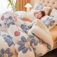 SaneShoppe - Winter Lamb Wool Plush Dense Blanket Thick and Warm Double Plush Delicate Cotton Quilt Single and Double Dormitories Comforter